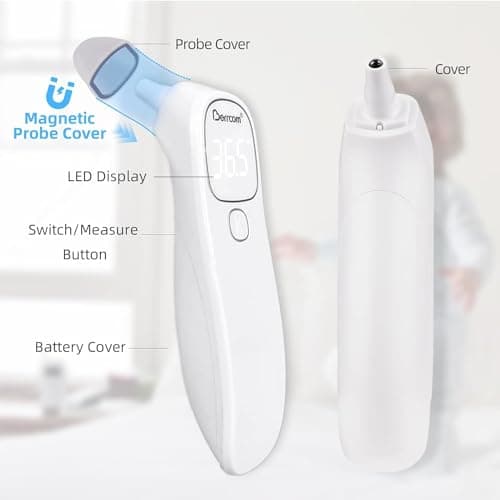 Berrcom 2-in-1 Forehead and Ear Thermometer with Magnetic Probe - Medical Digital Infrared Thermometer for Adults, Kids and Babies, 1s Fast Reading, LED Display, Auto Power Shut Off - Thumbnail 4