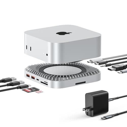 RayCue 40G Mac mini M4 Dock & Stand with 8T NVMe SSD Enclosure,2X USB-A 3.2 10Gbps, USB-C 3.2 10Gbps, SD/TF 4.0, 65W Power,8K DP Video Interface, 3.5mm Audio- Ultimate Mac mini M4 Accessories & Hub - Image 1