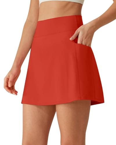 G4Free Athletic Skorts for Women High Waisted A Line Casual Athletic Skorts Inner Shorts with 3 Pockets Breathable Trendy Summer(Rust Orange,M) - Image 1