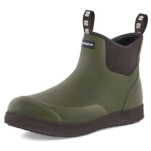 WOVENPAK Deck Boots for Men, Rain Boots Men, Waterproof Fishing Boots, Mens Deck Boot, Anti-slip Rubber Work Ankle Rain Boot Shoes for Outdoor Fishing, Boating, Size 9 - Image 1