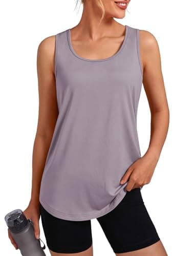 3rd hill Women's Workout Tank Tops Racerback Quick Dry Sleeveless Shirt for Yoga Running Gym Loose Fit Athletic Tanks Gray L - Thumbnail 4