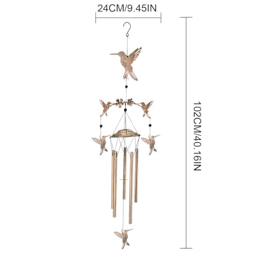 Wind Chimes for Outside Garden Decor - Hummingbird for Mom, Birthday Gifts for Women, Memorial Gifts, Housewarming Gifts, Yard or Patio Deals - Thumbnail 3