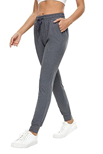 BATHRINS Women Tapered Joggers with Pockets – Casual Yoga High Waist Sweatpants Heather Charcoal - Image 1