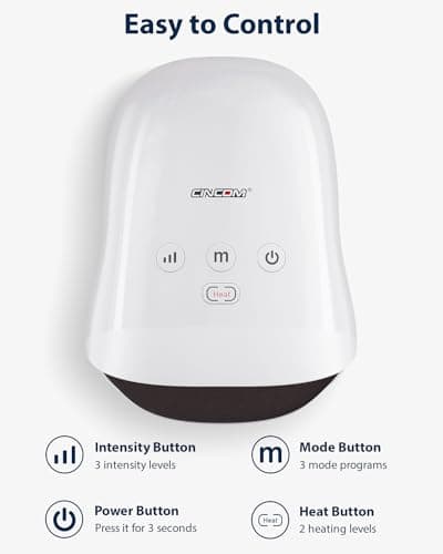 CINCOM Cordless Hand Massager with Heat and Compression, White - Thumbnail 4