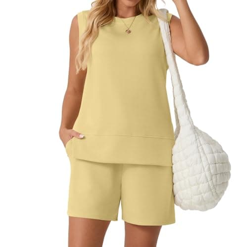Lepunuo 2 Piece Outfits Sleeveless Summer Tank Top Matching Shorts Set Workout Lounge Set Tracksuit - Image 1
