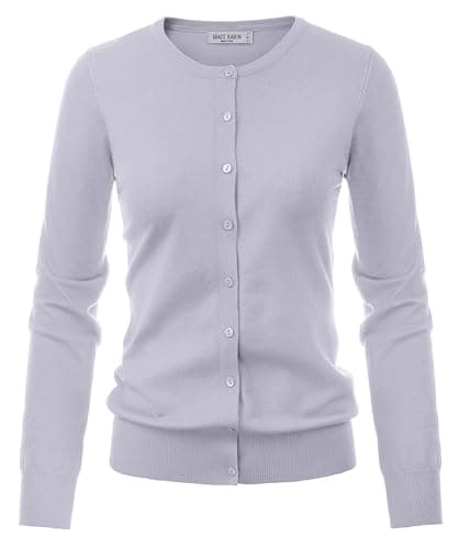 GRACE KARIN Cardigan Sweaters for Women, Lightweight Trendy Long Sleeve Button Down Sweater Light Purple M - Image 1