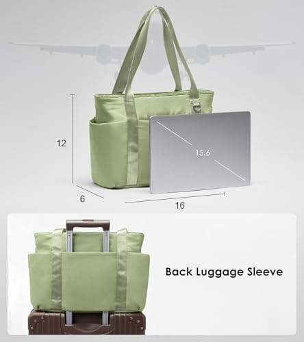 Uselike Puffer Tote Bag for Women with Zipper, Lightweight Work Bags for Women, Shoulder Bag with Compartments for Travel (Sage Green) - Thumbnail 6