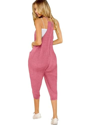 STOLKISS Women’s Oversized Overalls Sleeveless Jumpsuits Adjustable Spaghetti Strap Wide Leg Long Pants Romper with Pockets - Thumbnail 3