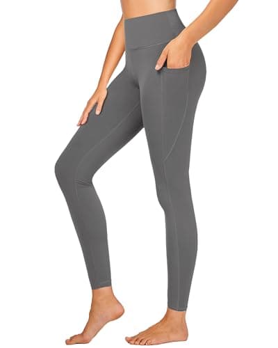 Stelle High Waisted Yoga Leggings with Pockets, Buttery Soft Workout Yoga Pants for Women Tummy Control Running Gym (Charcoal,XS) - Image 1