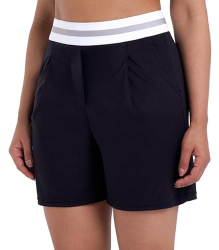 Sunzel Women's Pleated Athletic Shorts with Pockets Elastic High Waist Flowy Wide Leg Workout Shorts for Yoga Running Lounge Black - Thumbnail 2