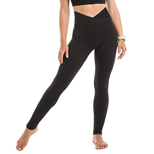 SINOPHANT High Waisted Leggings for Women - Full Length Capri Buttery Soft Yoga Pants for Workout Athletic(Black Cross Waist,S-M) - Image 1