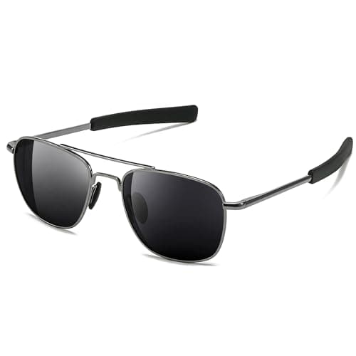 SUNGAIT Real Glass Lens Sunglasses for Men and Women: Military Style Pilot Aviator HD Shades with Upgraded Spring Hinge Bayonet Temples - Image 1