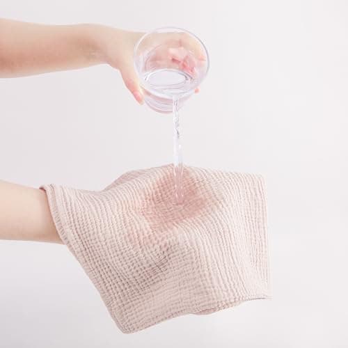 Susurration Muslin Burp Cloths Baby Washcloths 100% Cotton Burp Cloths Baby Girl 5 Pack, Absorbent and Soft Cloth Diapers 23.6 * 23.6 inch, Baby Girl Newborn Essentials-Pink Star - Thumbnail 5