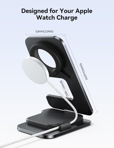 JOYROOM Watch Stand for Apple Watch Magnetic Fast Charging- Desk Charger Stand Holder Dock for Apple iWatch Ultra3/2/1, Series 11/10/9/8/7/6/5/4/3/2/1, SE3/2/1 (49/46/45/44/42/41/40/38mm)(Black) - Thumbnail 3