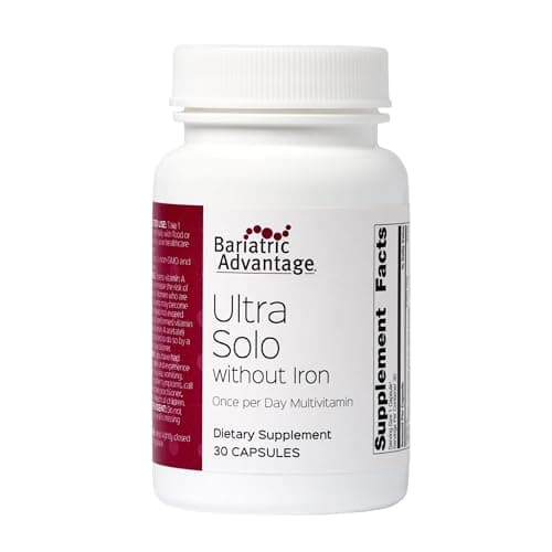 Bariatric Advantage Ultra Solo Without Iron - Once-Per-Day Daily Multivitamin - for Bariatric Patients - with Thiamin, Vitamin A & More - Gluten Free - 30 Capsules - Image 1