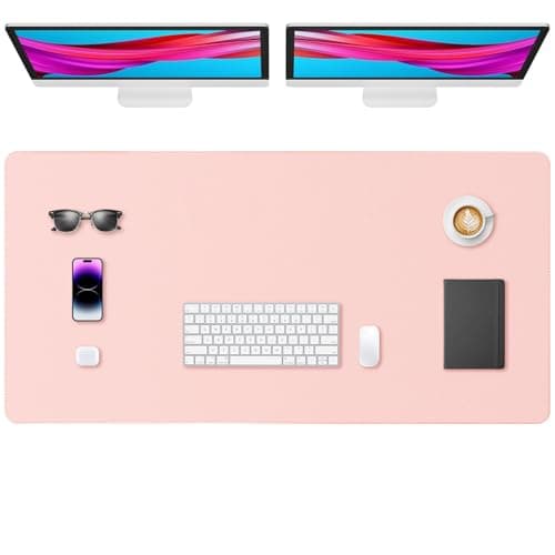 Yuwiiuuo Leather Desk Pad Protector, Office Desk Mat, Large Mouse Pad, Non-Slip PU Leather Desk Blotter, Waterproof Computer Desk Writing Pad for Office and Home (Light Pink, 47.2" x 23.6") - Image 1