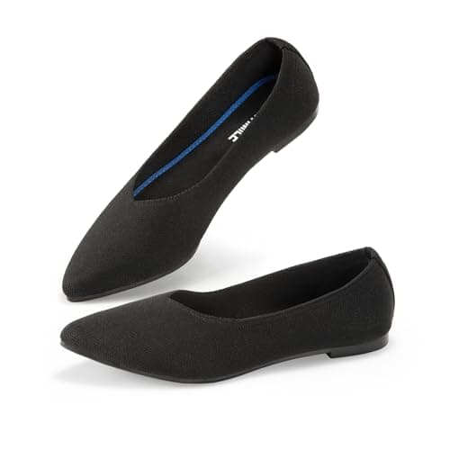 ATHMILE Pointed Toe Flats for Women Dressy Bronze Work Shoes Business Casul Knit Ballet Flats Slip on Office Ladies Comforttable Dress - Thumbnail 5
