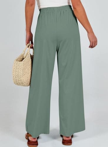 Dokotoo Women's Pants 2026 Women Elastic Waist Baggy Wide Leg Stretch Palazzo Trouser Womens Pants for Women Trendy Casual Trouser Pockets - Thumbnail 3