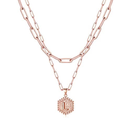 M MOOHAM Layered Initial Necklaces for Women - Cute Letter Initial L Necklace Choker Necklace Layered Necklaces for Women - Image 1
