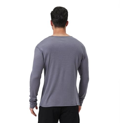 Outdoor Men's Merino Wool Quick-Drying Hiking Warm Long-Sleeved Underwear Sports Ski Base Top 300g Grey XL - Thumbnail 3