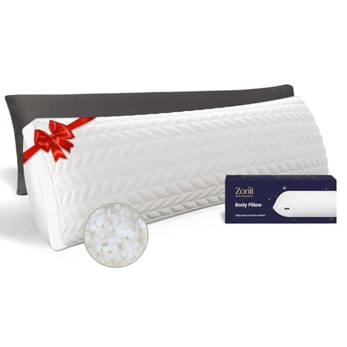 ZonLi Long Body Pillows for Adults, Memory Foam Body Pillow Adjustable, Firm Support for Side Sleepers, Pregnant Women, Washable Quilted Pillowcase, 20 x 54 Inch, Gifts, Dark Grey Set - Image 1