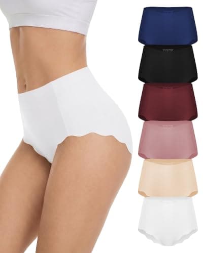 COMENOLE Seamless Underwear for Women High Waisted No Show Panties, Soft Stretch Full Coverage Tummy Control Briefs 6 Pack - Image 1