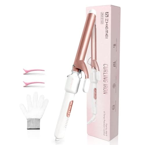 ZM ZHEMEI 1 Inch Curling Iron, Dual Voltage Wand Curling Iron, Professional Curling Wand for Long Hair & Medium Hair - Ceramic Coating Barrel, Heats up to 446°F, 6 Temps (Rosegold) - Image 1