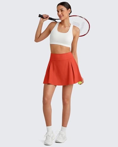 G4Free Tennis Skorts with Pockets Tummy Control High Waist Golf Skirts Stretchy Workout Athletic Skort Inner Shorts(Rust Orange,XL) - Thumbnail 6