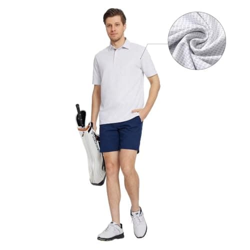M MAELREG Golf Shirts for Men Dry Fit Short Sleeve Casual Collared Pocket Moisture Wicking Men's Polo Shirts Grey - Thumbnail 3
