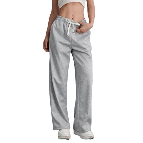 V.A.TOR 189 UNCO&BOROR Women's High Waisted Wide Leg Sweatpants Loose Fit Lounge Legging Pajama Pants with Drawstring Grey XL - Image 1