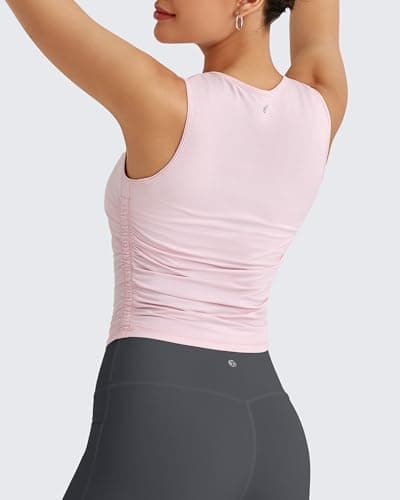 G4Free Sleeveless Workout Tops for Women Crop Tank Tops Breathable Lightweight Active Tennis Yoga Shirts Outfits (Blush,L) - Thumbnail 5