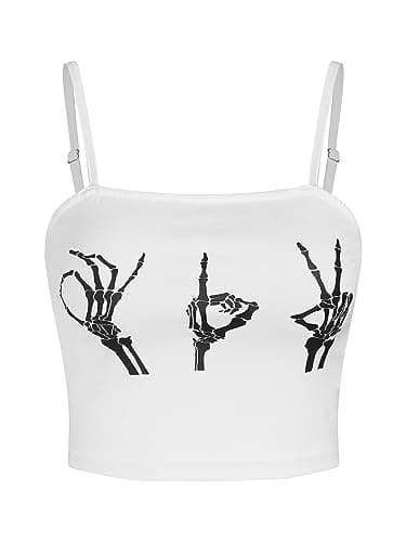 ZAFUL 2024 Halloween Costumes Fall Skeleton Sleeveless Crops Tops Shirts Womens Graphic Trendy Sexy Going Out Cami Tank Top - Image 1