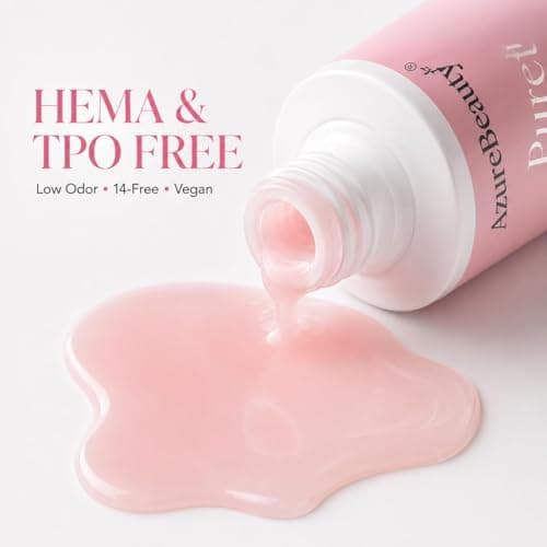 AZUREBEAUTY 6 Colors 15ml HEMA Free Jelly Purera Gel Nail Polish Set, Same Color Bottles, Soak Off UV LED Gel Polish Kit Nail Art for DIY at Home Manicure Salon Gifts, Milky White Pink Neutral Sheer - Thumbnail 3