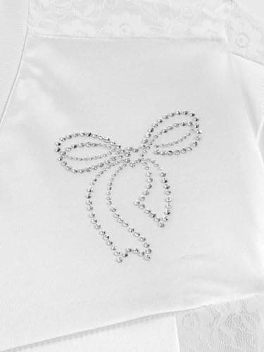 Aelfric Eden Women's Number Lace Jersey Tops Graphic Short Sleeve V Neck Tees Oversized T-Shirt Tops White - Thumbnail 6