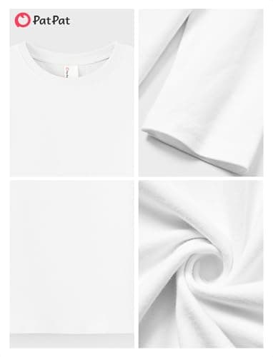 PATPAT Boys White Long Sleeve Shirt Size 15-16 Cotton Crew Neck Long Sleeve Tees White Shirts for Boy, Teen Boys Clothes - Thumbnail 6