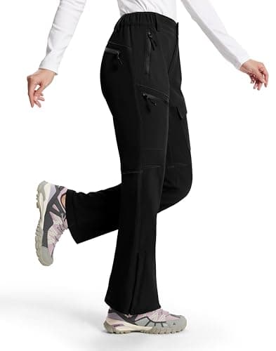 INYOTRAK Womens-Snow-Ski-Pants-Fleece-Lined-Water-Resistant Insulated Thermal Flare Warm for Snowboard Winter Hiking black M - Image 1