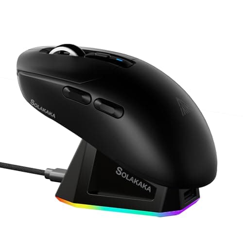 SOLAKAKA SM820 Wireless Gaming Mouse with RGB Charging Dock,24000 DPI Tri-Modes Wireless Mouse with 2 Side Buttons,Programmable Macro Mouse for Gaming(Black) - Image 1