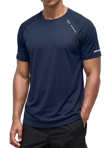 Comdecevis Mens Athletic Shirts Fitness Clothing Running Shirts Short Sleeve Performance Tee for Gym Tennis S(32) Navy Blue - Image 1