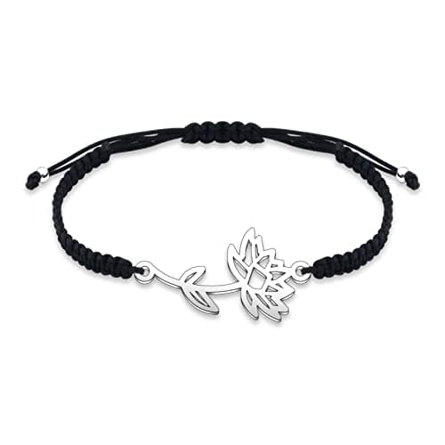 YLWJSP 12 Months Flower Braided Rope Bracelet - Birth Month Flower Jewelry - Birthday Gift for Her