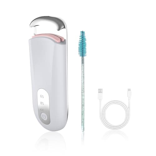 Hsenowi Heated Eyelash Curler for Natural Lashes 2 Level Adjustable Temperature Mini Electric Lash Curler Fast 3 Second Heat Up 24 Hours Long Lasting Curl (WhiteBlue) - Image 1