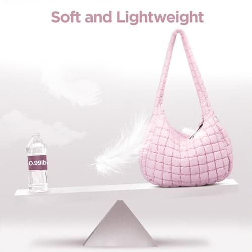 Puffer Tote Bag for Women Large Quilted Tote Bag Quilted Carryall Bag Soft Puffy Crossbody Bag Hobo Handbags Puff Purse - Thumbnail 4