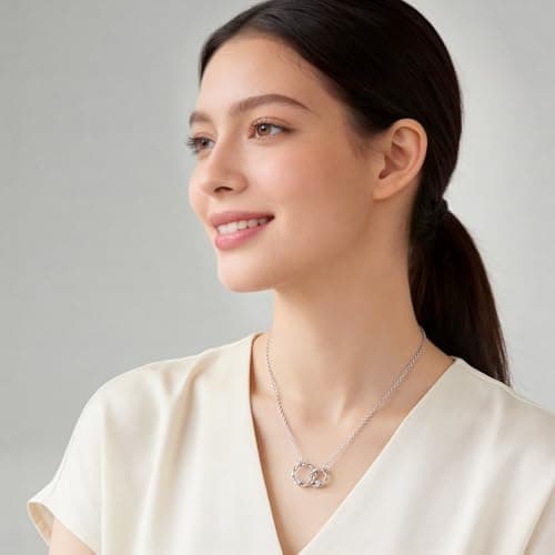 YBNGSMK Sterling Silver Interlocking Circles Necklace, Premium High-End Silver Jewelry with Luxury Packaging, Perfect Sister Birthday Gifts for Big & Little Sister - Thumbnail 5