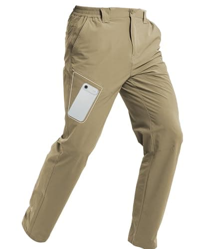 Arunlluta Travel Pants Men Quick Dry Hiking Pants for Men Stretch Work Pants Lightweight Mens Golf Pants Water Resistant Lightkhaki
