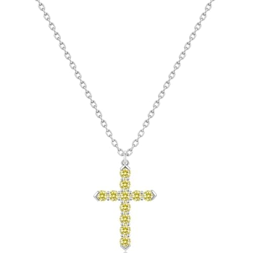 Cross Necklace for Women, Silver Cross Necklace for Women, 14K White Gold Plated Dainty Cross Pendant Necklace with Cubic Zirconia, Hypoallergenic Christian Religious Jewelry Gifts (Yellow-White Gold Plated) - Image 1