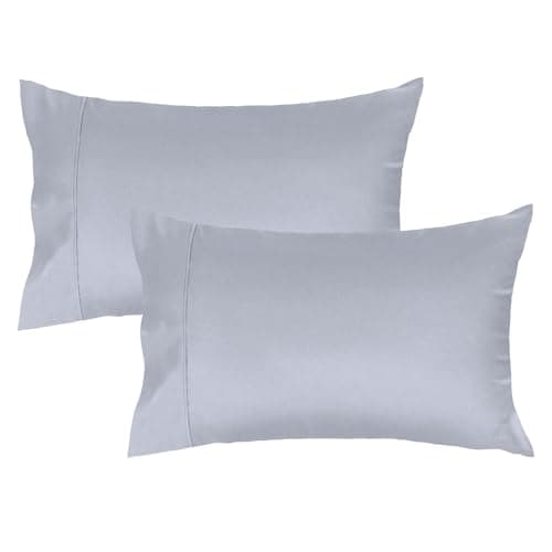 Lirex Standard Pillow Cases Set of 2, 100% Cotton Sateen, Breathable, Cooling, Soft for Quality Sleep, Pillow Covers with Envelope Closure, 20" x 26", Light Grey