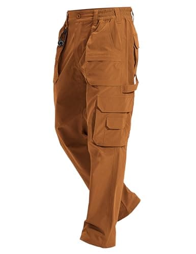 MOURCE Travel Pants for Men Lightweight Water Resistant - Ripstop Quick Dry Cargo Work Pants Men Hiking Tactical, Brown M - Image 1