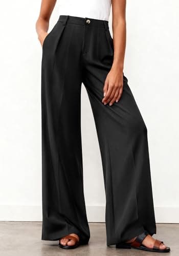 BTFBM Women's Wide Leg Palazzo Pants, Button High Waisted with Pockets, Casual Work Summer Outfits, Trendy Business 2026(Black, XX-Large) - Thumbnail 5