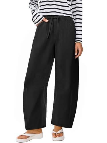 ANRABESS Women Barrel Jeans High Waisted Wide Leg Drawstring Denim Pants Y2K Baggy Loose Fit Trouser Jeans with Pockets True Black X-Large