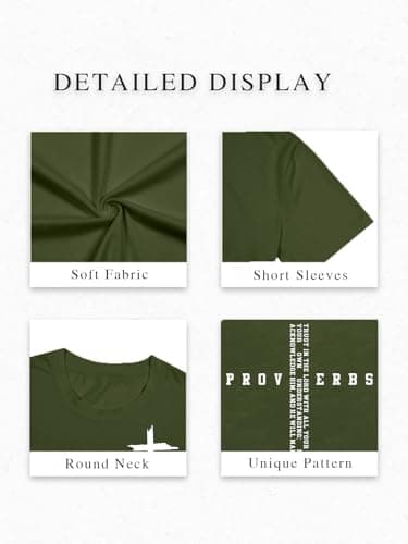 Christian Shirts for Men Faith Cross Print Tshirts Bible Verse Inspirational Graphic Crewneck Short Sleeve Top Green - Thumbnail 5