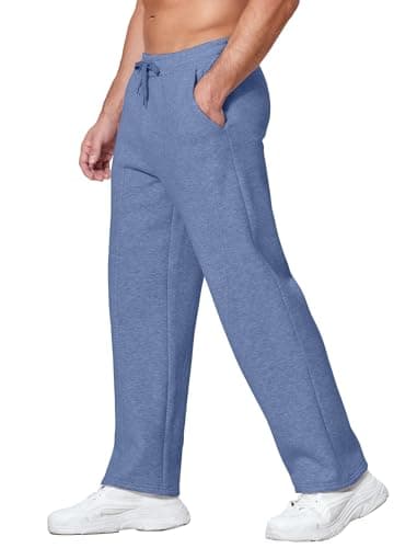 Deyeek Men's Straight Leg Fleece Sweatpants Open Bottom Sweat Pants with Pockets Big and Tall Blue Cotton Sweatpants Men 3XL - Image 1